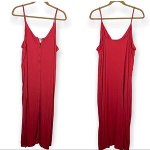 H&M Pink Button Up Ribbed Maxi Dress Size XL